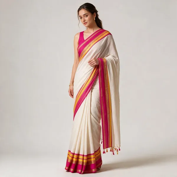 White_Jacquard_Weaving_Mul_Cotton_Saree