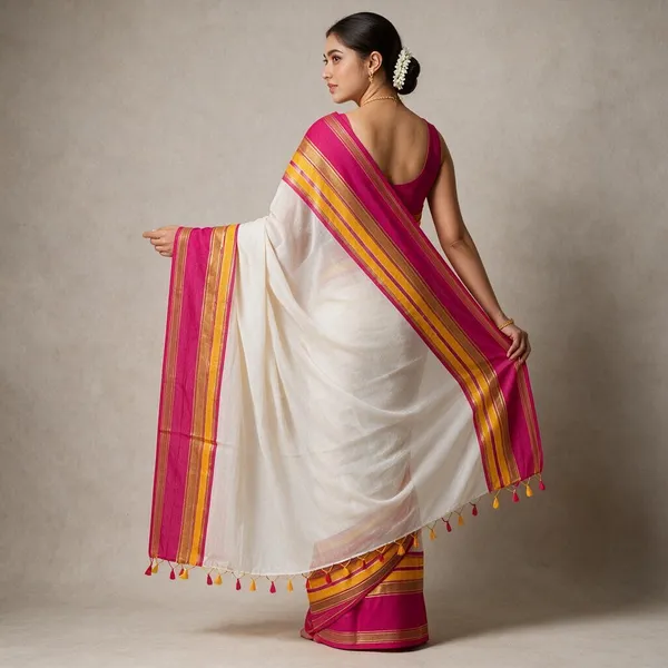 White_Jacquard_Weaving_Mul_Cotton_Saree