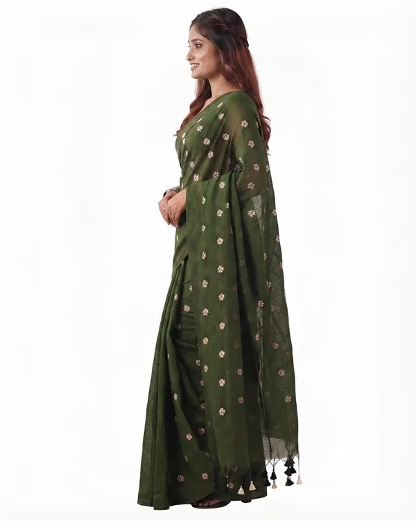Green_Shiuli_Embroidery_Cotton_Saree