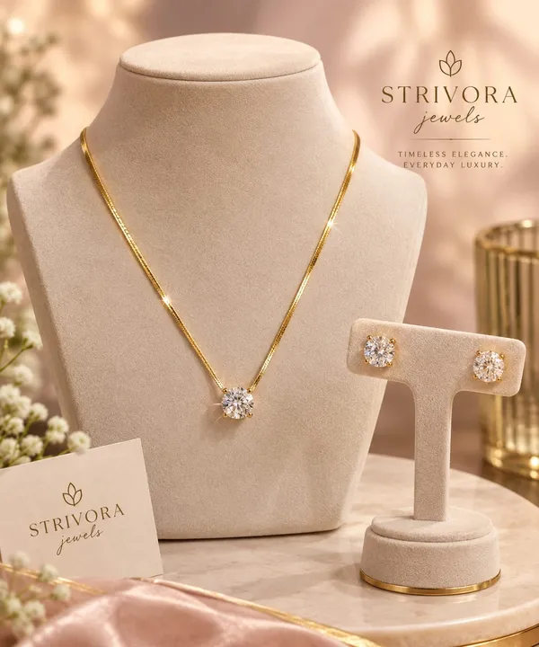 Solitaire_Look_Crystal_Pendant_Necklace_&_Stud_Earrings_Set_|_Artificial_Jewellery