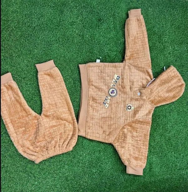 Brown_Cotton_Hooded_Cap_Suit_For_Unisex_Kids
