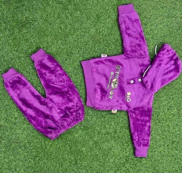 Purple_Faux_Fur_Hooded_Cap_Suit_For_Kids