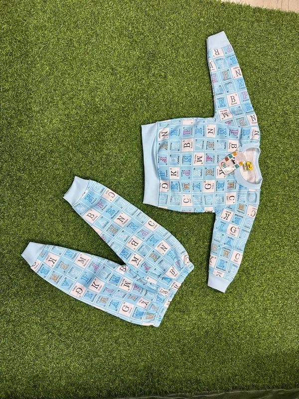 Light_Blue_Cotton_Printed_Two-Piece_Suit_For_Kids