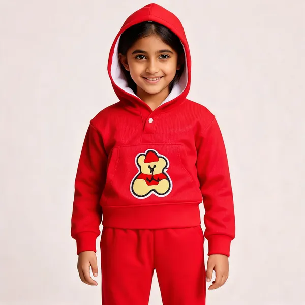 Red_Hosiery_Hooded_Cap_Suit_For_Unisex_Kids