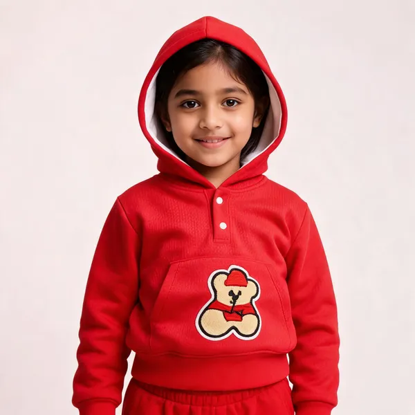 Red_Hosiery_Hooded_Cap_Suit_For_Unisex_Kids