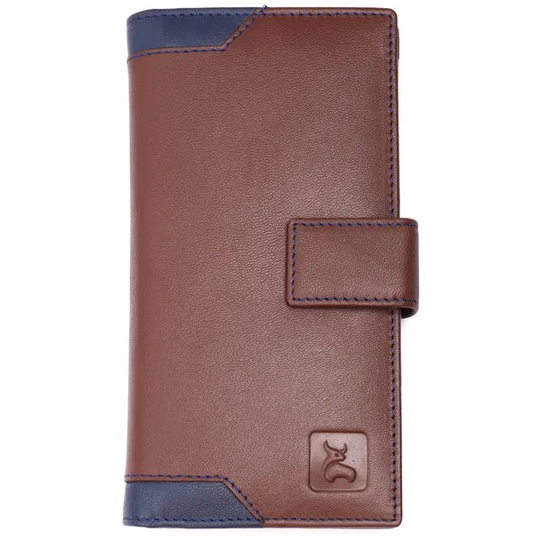 Brown-Blue_Textured_Long_Wallet_for_Women