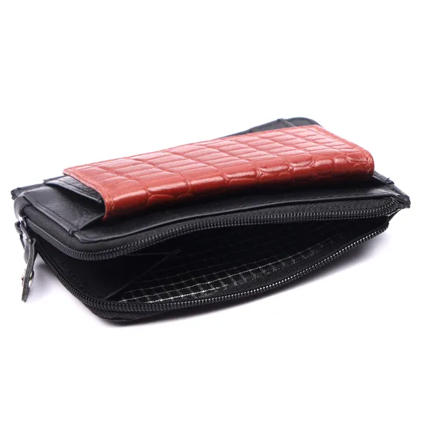 Black-Tan_Leather_Zip_Wallet_Set_For_Unisex