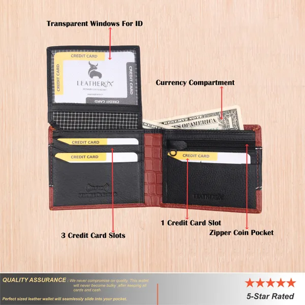 Black-Tan_Textured_Bi-Fold_Wallet_for_Men