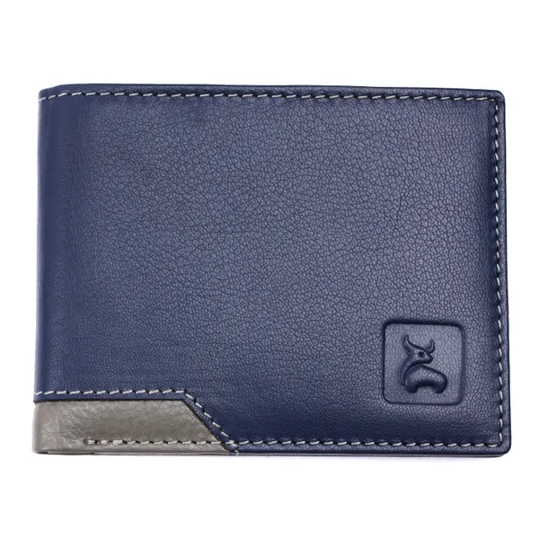 Blue-Grey_Textured_Bi-Fold_Wallet_For_Men
