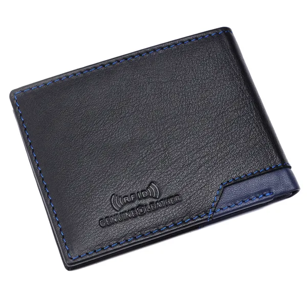 Black-Blue_Leather_Bi-Fold_Wallet_for_Men
