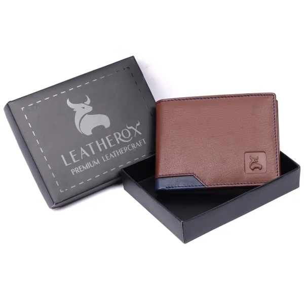 Brown-Blue_Leather_Finish_Bi-Fold_Wallet_for_Men