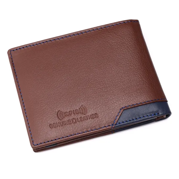Brown-Blue_Leather_Finish_Bi-Fold_Wallet_for_Men