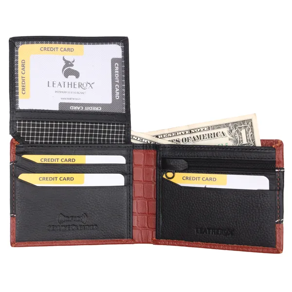 Black-Tan_Textured_Bi-Fold_Wallet_for_Men
