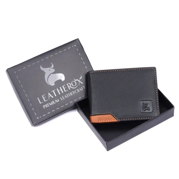 Black-Tan_Textured_Bifold_Wallet_for_Men