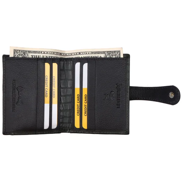 Black_-_Green_Textured_Bi-Fold_Wallet_for_Unisex