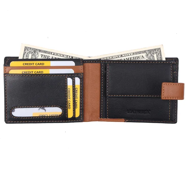 Black-Tan_Leather_RFID_Bi-Fold_Wallet_for_Men