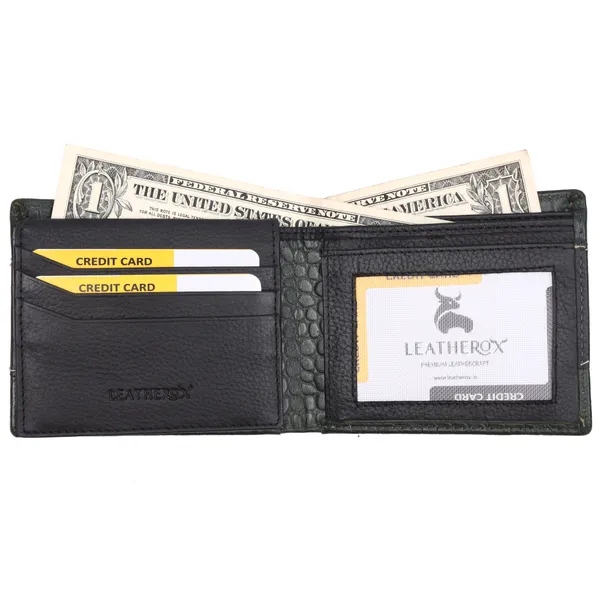 Black-Green_Textured_Bifold_Wallet_for_Men