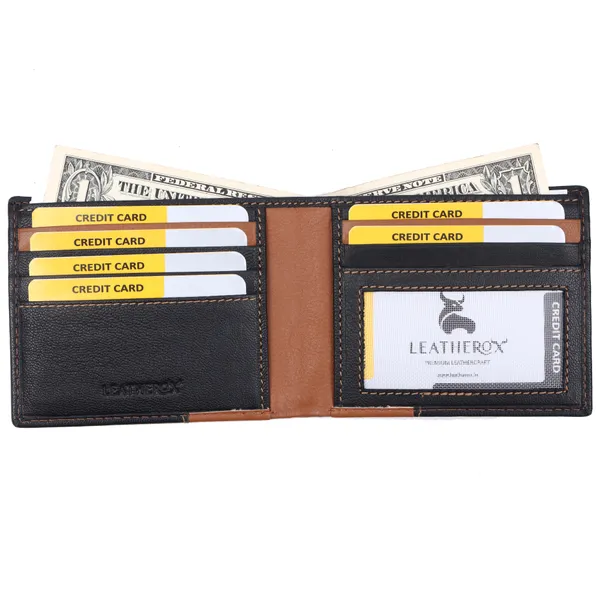 Black-Tan_Textured_Bifold_Wallet_for_Men
