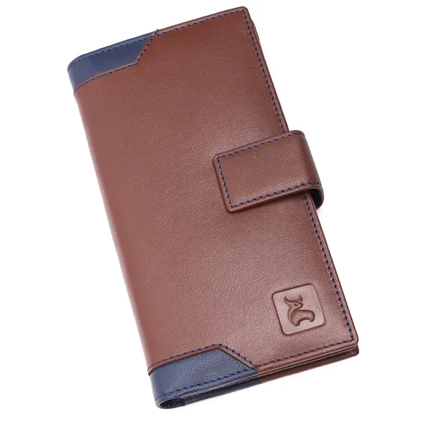 Brown-Blue_Textured_Long_Wallet_for_Women