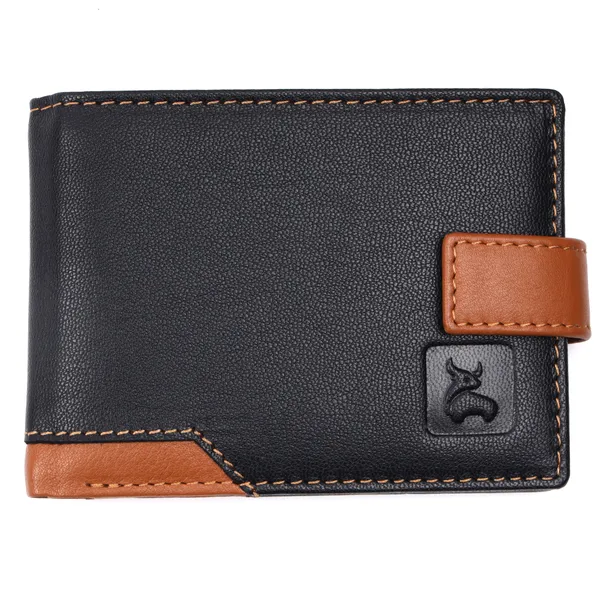 Black-Tan_Leather_RFID_Bi-Fold_Wallet_for_Men
