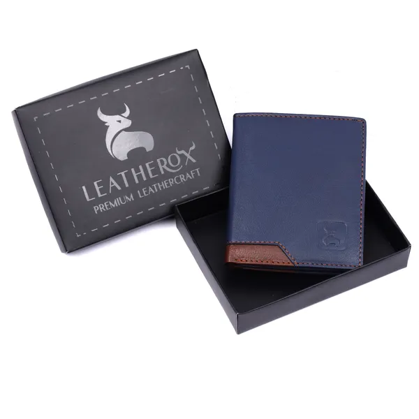 Blue-Brown_Genuine_Leather_RFID_Blocking_Bi-Fold_Wallet_For_Men