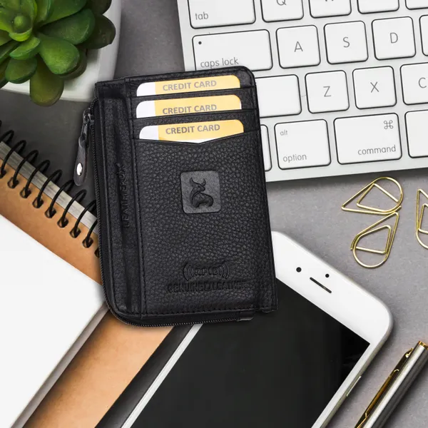 Black-Black_Leather_Zipper_Card_Holder_Wallet_for_Unisex