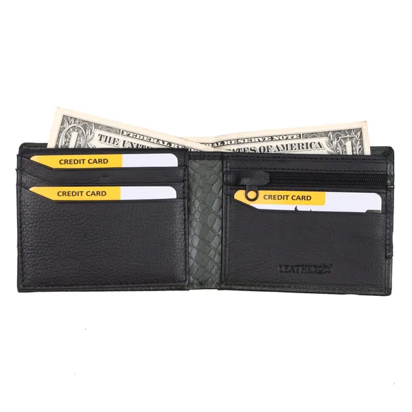 Black-Green_Textured_Bifold_Wallet_for_Men