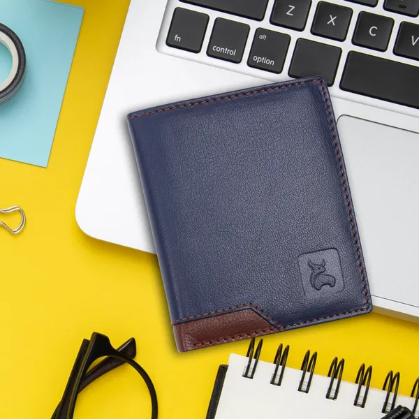 Blue-Brown_Genuine_Leather_RFID_Blocking_Bi-Fold_Wallet_For_Men