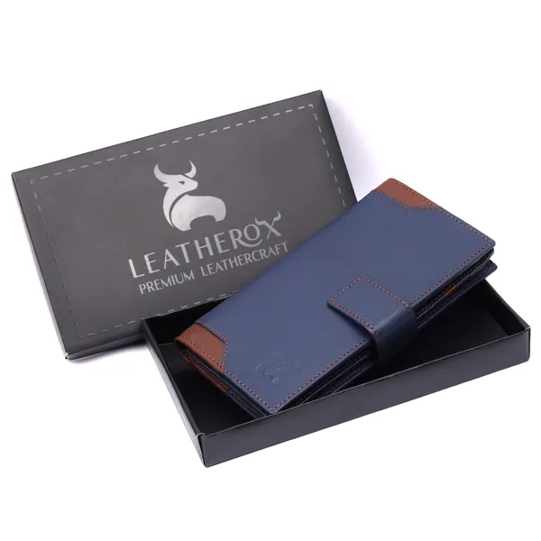 Blue-Brown_Leather_Long_Wallet_for_Women