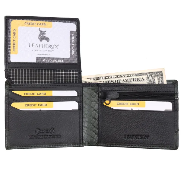 Black-Green_Textured_Bifold_Wallet_for_Men