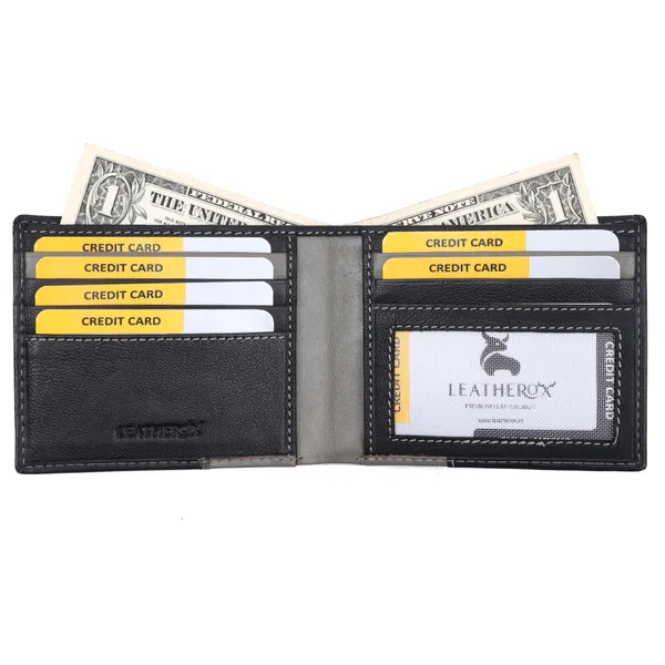 Black-Grey_Leather_Bi-Fold_Wallet_for_Men