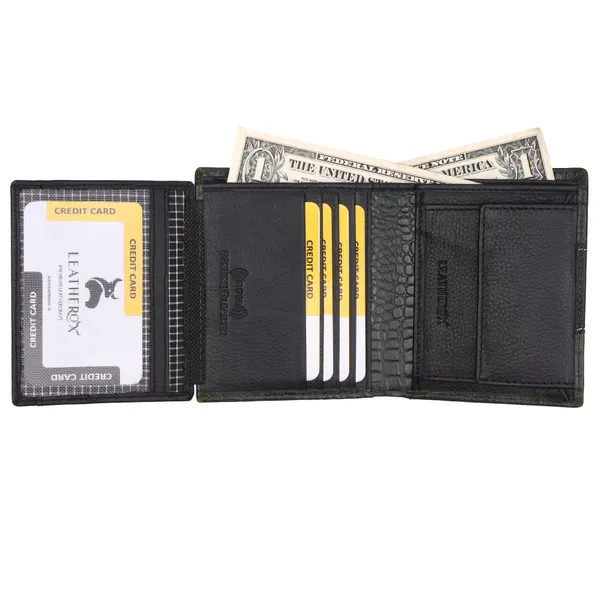 Black-Green_Leather_RFID_Bifold_Wallet_for_Men