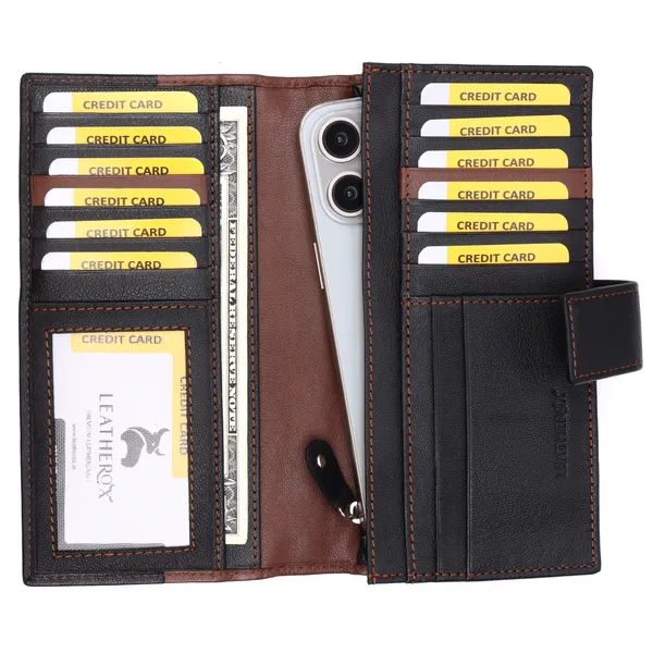Black-Brown_Leather_Long_Wallet_for_Women