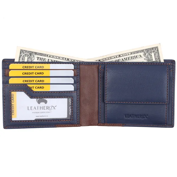 Blue-Brown_Leather_Bi-Fold_Wallet_for_Men