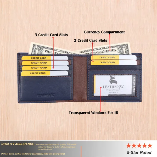 Blue-Brown_Leather_Bi-Fold_Wallet_for_Men