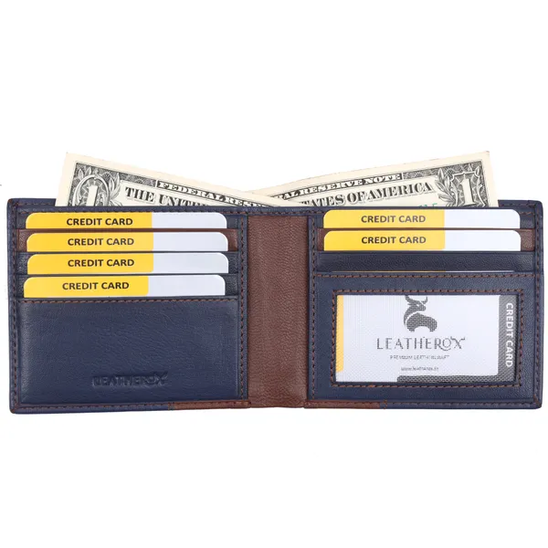 Blue-Brown_Leather_Bi-Fold_Wallet_for_Men