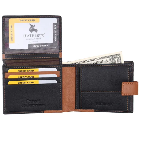Black-Tan_Leather_RFID_Bi-Fold_Wallet_for_Men
