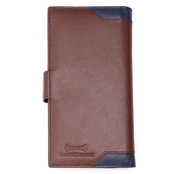 Brown-Blue_Textured_Long_Wallet_for_Women