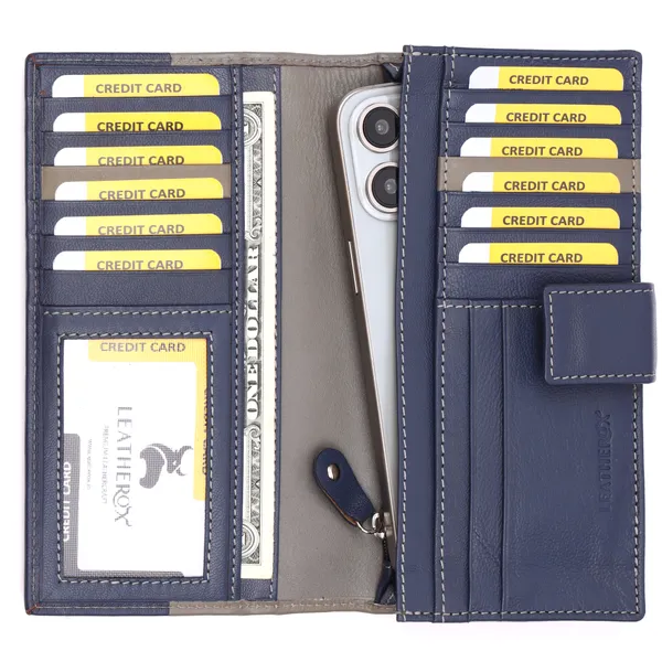 Blue-Grey_Leather_Long_Wallet_for_Women