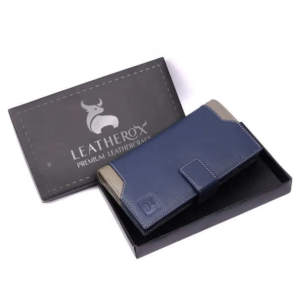 Blue-Grey_Leather_Long_Wallet_for_Women