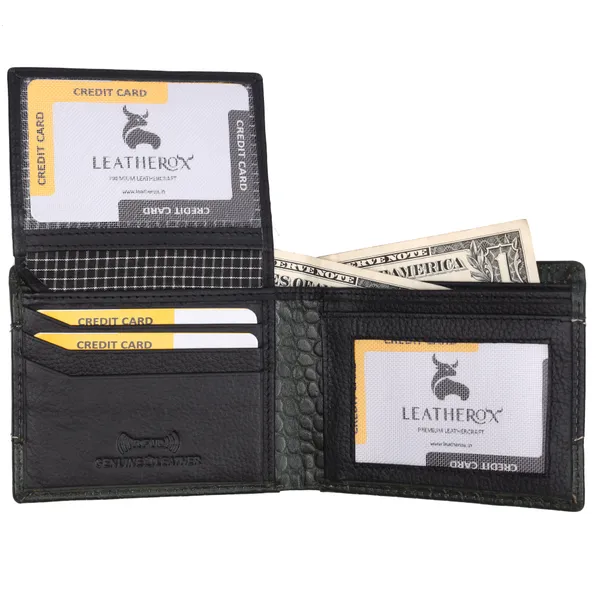 Black-Green_Textured_Bifold_Wallet_for_Men