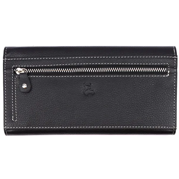Black-Tan_Leather_Croc_Accent_Long_Wallet_for_Women