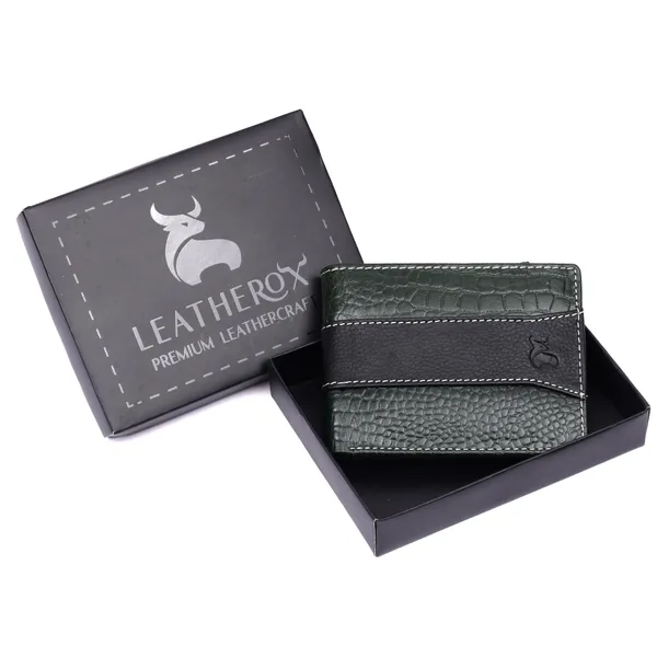 Black-Green_Textured_Bifold_Wallet_for_Men