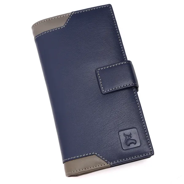 Blue-Grey_Leather_Long_Wallet_for_Women