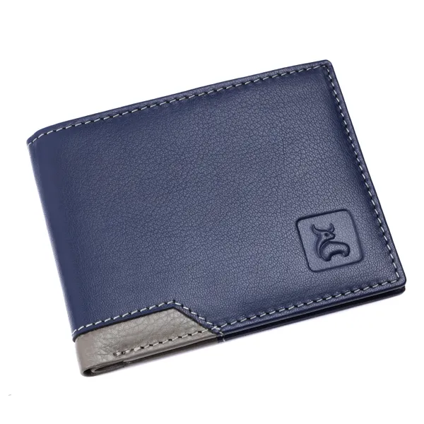 Blue-Grey_Textured_Bi-Fold_Wallet_For_Men