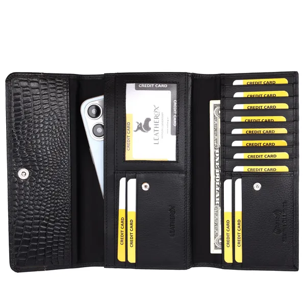 Black-Black_Leather_Zip_Clutch_Wallet_for_Women