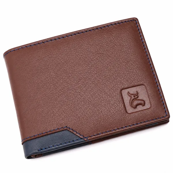 Brown-Blue_Leather_Finish_Bi-Fold_Wallet_for_Men
