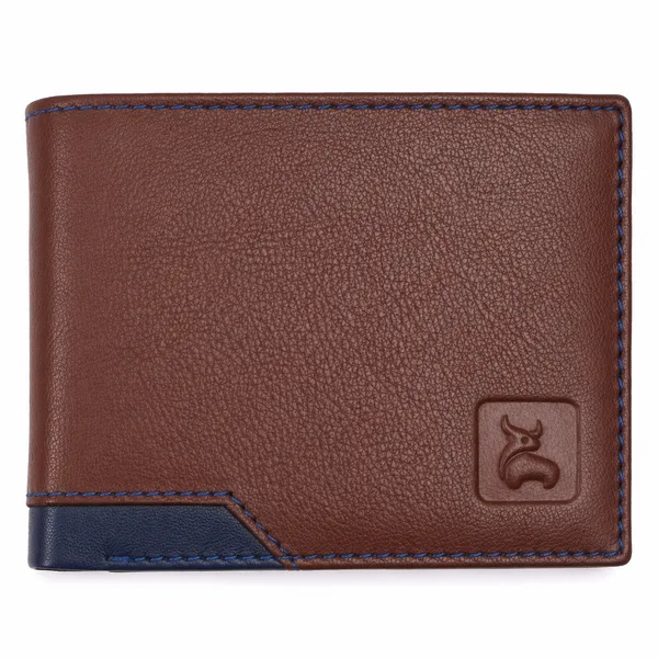 Brown-Blue_Leather_Finish_Bi-Fold_Wallet_for_Men