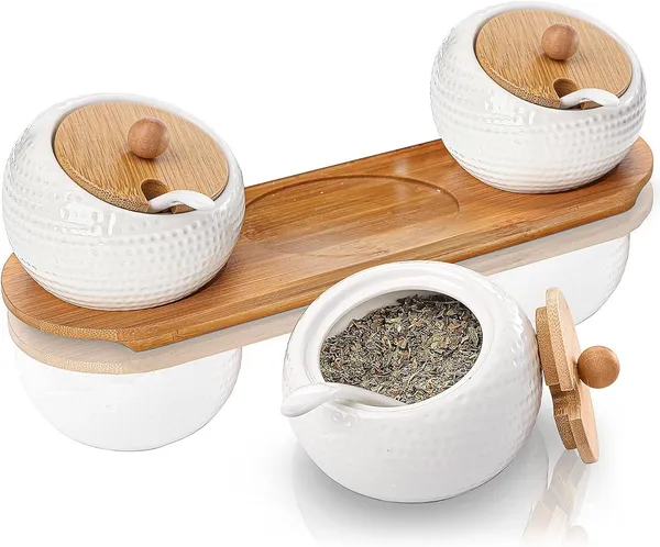 Porcelain_Condiment_Jar_With_Bamboo_Lid_And_Wooden_Tray