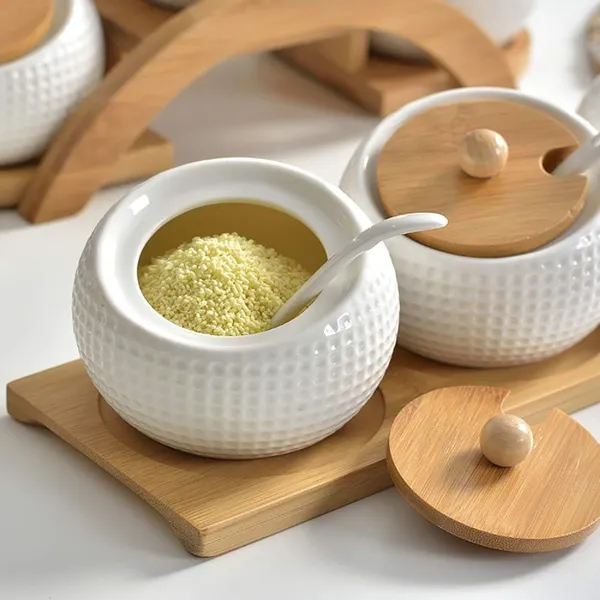 Porcelain_Condiment_Jar_With_Bamboo_Lid_And_Wooden_Tray